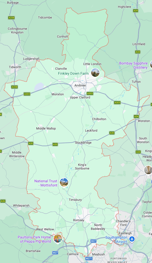 Map of Andover and Test Valley